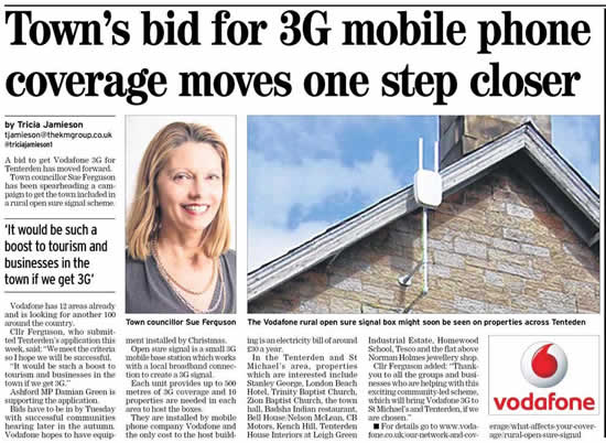 Vodafone Rural Open Sure Signal application for Tenterden