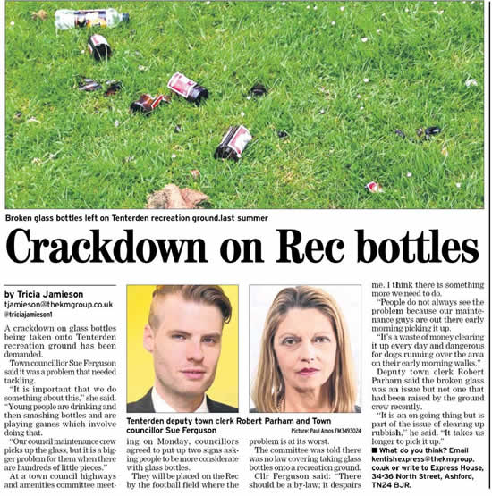Glass bottles on the Recreation Ground