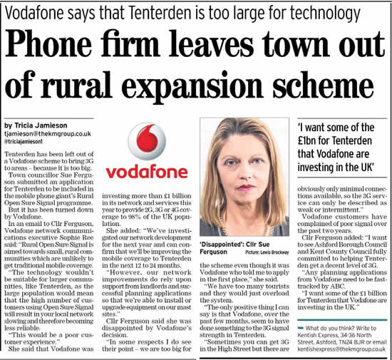 Vodafone says no to Rural Open Sure Scheme for Tenterden