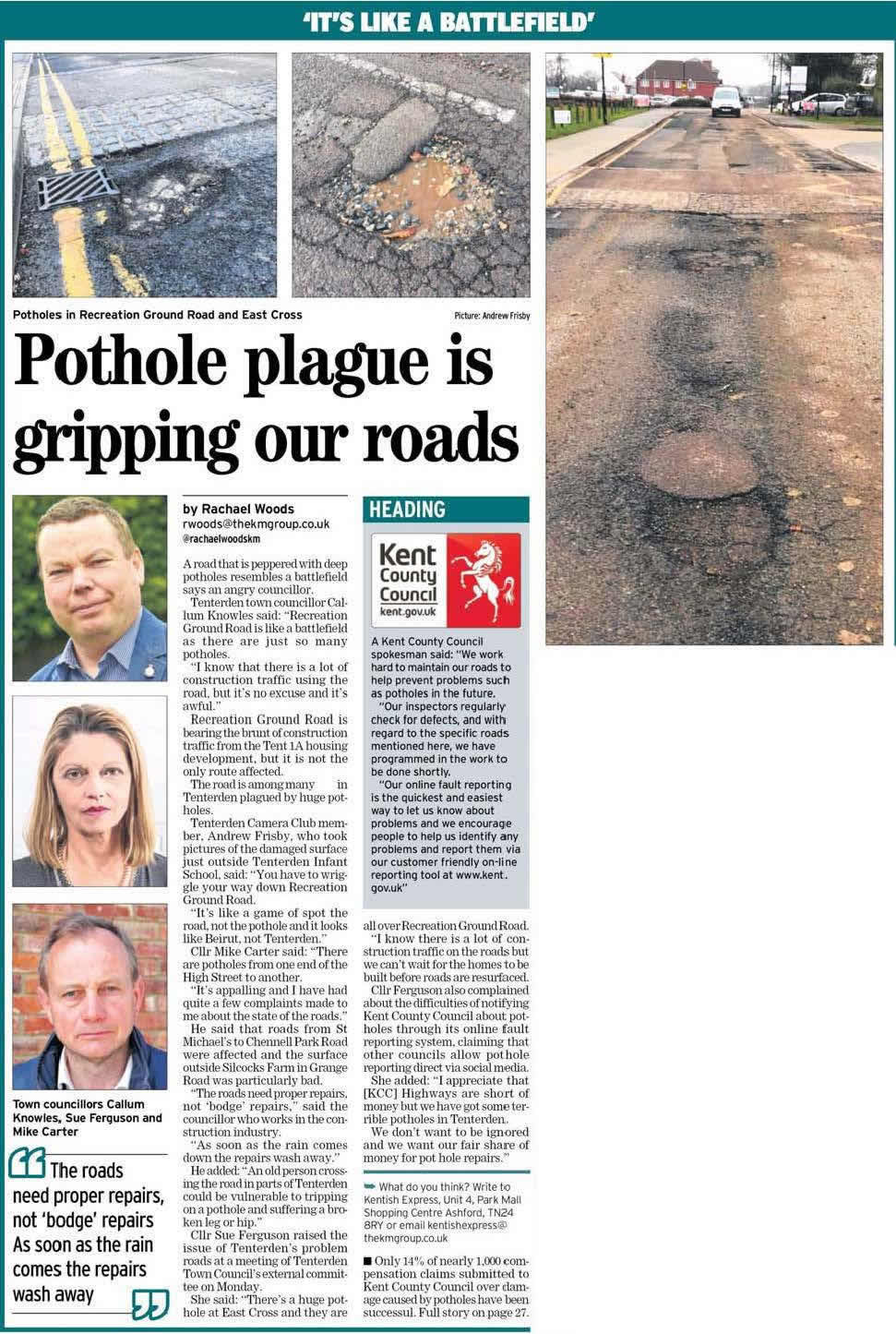 Potholes in Tenterden