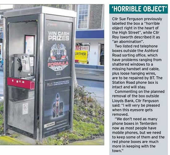 Vandalised phone box