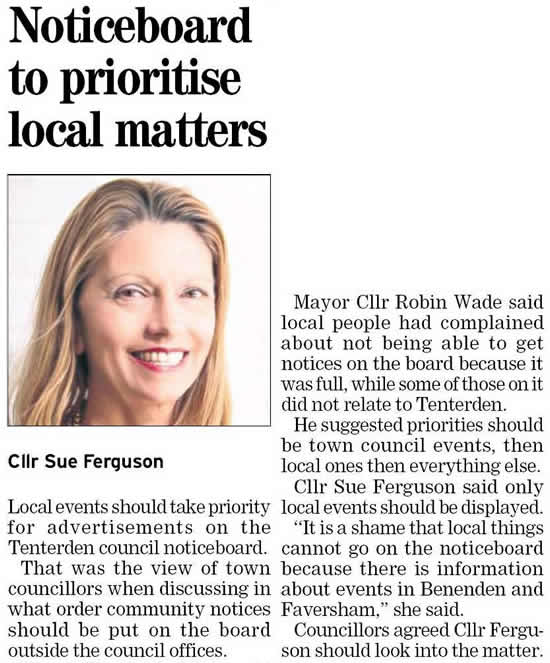 Tenterden Town Council noticeboard